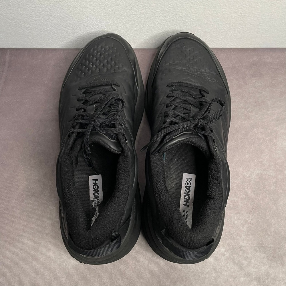 Hoka One One Bondi SR Slip Resistant Shoes Mens 15 Triple Black Leather Cushion - Picture 8 of 10